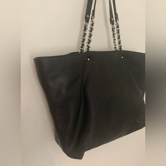 Rebecca Minkoff Chain Tote Pebble Leather Carryall Bag Black Large NWOT - Picture 8 of 15
